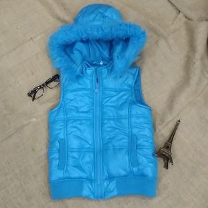 Justice Girls 12 Blue Puffer Vest Hood